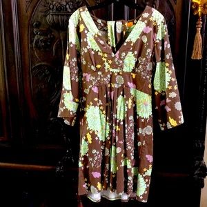Tulle Kimono Sleeve High Low Hemline Dress Size L Polished Cotton Babydoll Ties